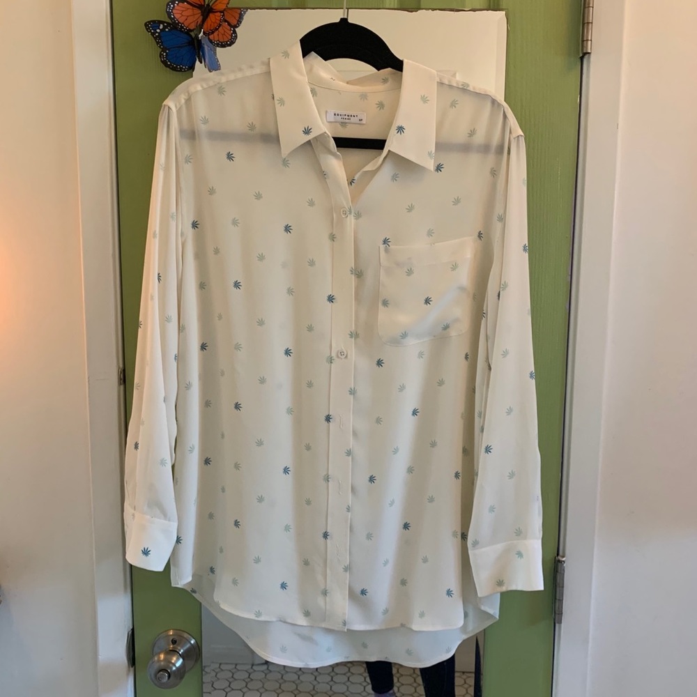 Equipment 420 Weed Silk Button Down Blouse S/P